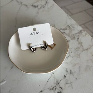 Red black and white heart earrings